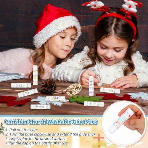 Zubebe 200 Pcs Religious Bible White Glue Stick Bulk Christian Church Gifts Sets 0.32 oz Washable Glue Stick for Sunday School Prizes Christian Party Favors Scrapbooking Crafting Supplies