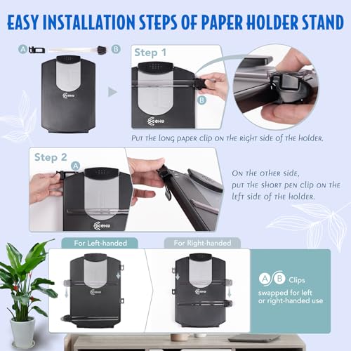 Adjustable Document Holder with Shelf Lip, Line Guide & Clips for Office & Reading
