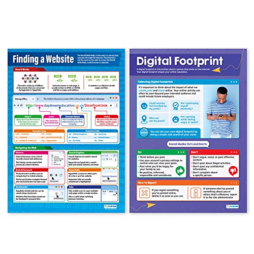 Daydream Education The Internet Posters - Set of 4 - EXTRA LARGE 33¡± x 23.5" - Laminated - Technology and Computing Middle & High School Classroom Decoration - Wall Charts