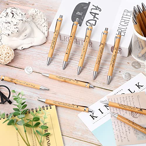 Fumete 100 Pcs Christmas Bible Verse Bamboo Pens Wooden Christian Pens Thanksgiving Gift Motivational Scripture Ballpoint Religious Gifts Bulk for Pastor Wife Dad Mom Sunday School Teacher