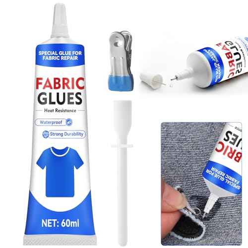 Fabric Glue Permanent, 60 ML Washable Clear Glue for Clothing Patch, Liquid, Quick-fix Fabric Adhesive for Cotton, Canvas, Denim, Textile, Doll, Leather, Nylon, Polyester, Flannel