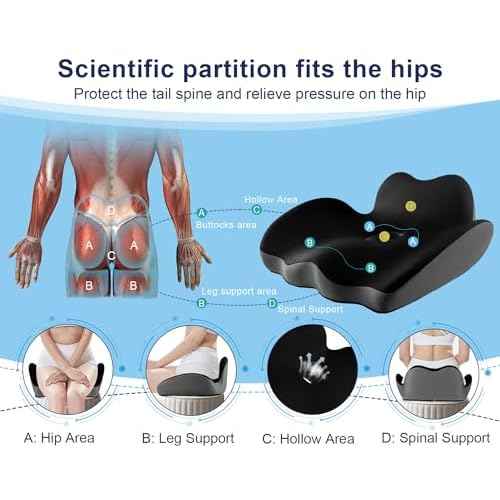 Premium Orthopedic Seat Cushion,X Large Breathable Office Chair Cushion - Enhanced Hip & Tailbone Support,Pressure Relief Sciatica & Leg Relief Let 8+ Hour Sitting Comfort, for Office/Game/Wheelchair
