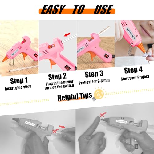 MONVICT Pink Mini 30W Hot Glue Gun Kit with Carrying Case - Pink Variation