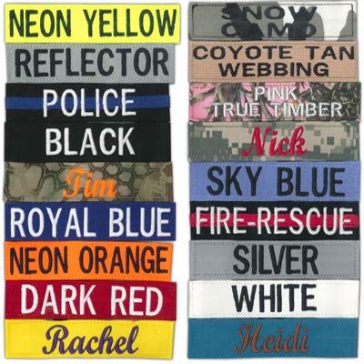 Custom Name Tapes for Uniforms - 56 Fabric Options & Multiple Font Styles
