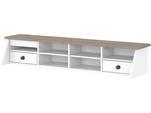 Bush Furniture Mayfield Desktop Organizer in Pure White and Shiplap Gray | Storage for Home Office Workspace