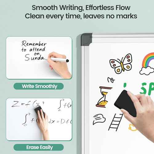 Magnetic White Board 36" x 24" for Wall, Dry Erase Board for Home Office, School, Study Room ? Silver Aluminum Frame with 2 Markers, 4 Magnets, Eraser Included
