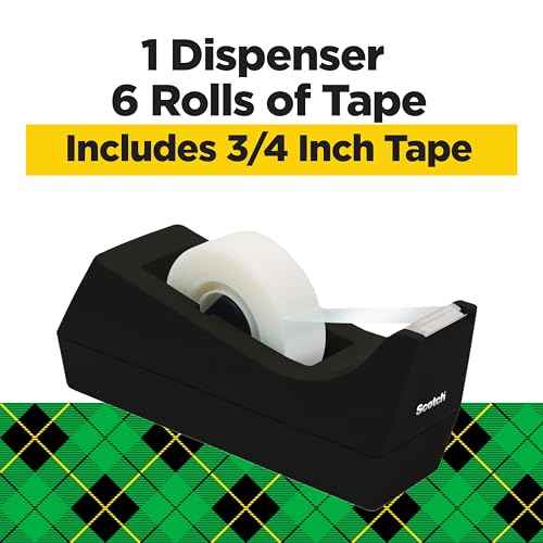 Scotch Magic Tape, Invisible, Holiday Supplies and Gift Wrap Tape, 6 Rolls with Dispenser, 3/4 x 1000 Inches