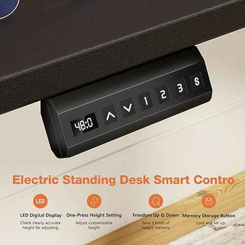 Sweetcrispy Electric Adjustable Height Standing Desk - 40 x 24 inch Sit to Stand Up Desk with Splice Board, Rising Home Office Computer Table with 2 Hook and Wire Hole for Work