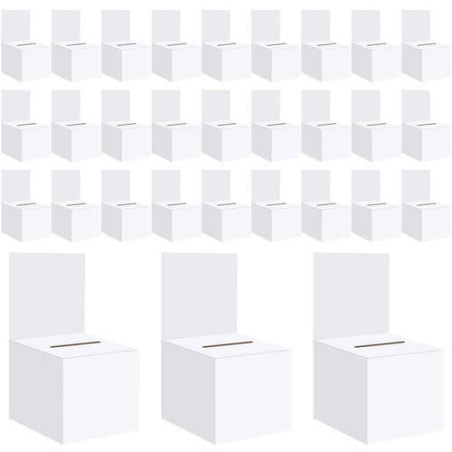 30 Pack raffle boxes Ballot Box Raffle Box Donation Box for Fundraising, 6 x 6 x 6 Inch Cardboard Box with Slot for Ticket and Removable Header Charity Box for Collecting Business Card Voting Contest
