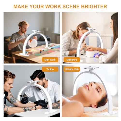 Half Moon Light for Nail Desk, Nail Light for Desk with Phone Holder and 10 Adjustable Brightness and 3 Color Temperature for Manicure, Tattoos, Eyebrows