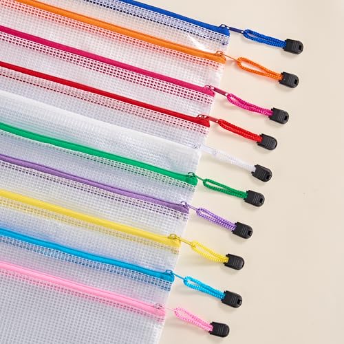 JARLINK 24-Pack A4 Mesh Zipper Pouch Bags Waterproof Document Organizers