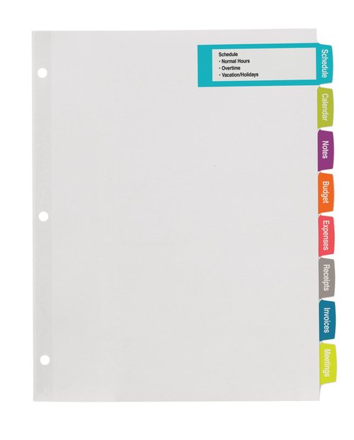Avery Big Tab Printable Large White Label Dividers with Easy Peel, 8 Tabs, 20 Sets (14441)
