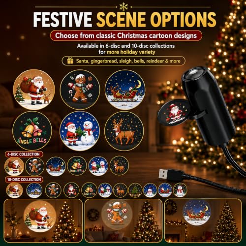 SGRTNN 10 Pcs Holiday Projector Light Indoor Christmas Halloween Home Decorations