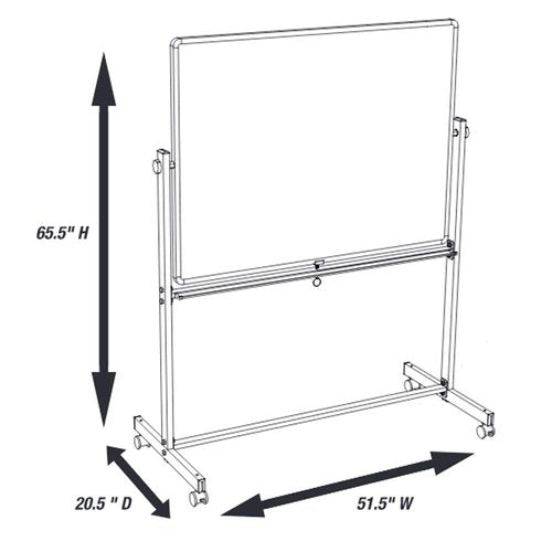 Mobile Magnetic Whiteboard 48"W x 36"H Silver Frame