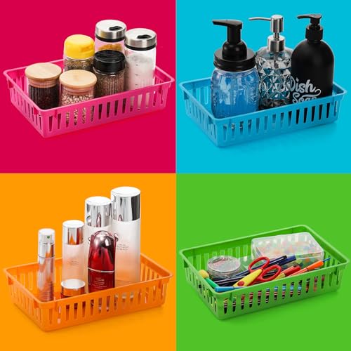 16 Pack Classroom Plastic Storage Baskets, Small Organizer Trays for School & Home
