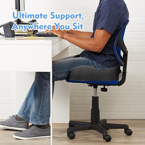 XL Pressure Relief Seat Cushion - Memory Foam Home, Car & Office Chair Cushion for Long Sitting Butt Pillow Tailbone Pain Relief Coccyx Sciatica Pillow for Hip & Back Pain