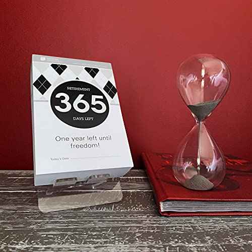 Retirement Count Down Calendar - 5.75"x3.75" - Black and White Tear Off Countdown Desk Calendar (White and Black, 1 yr (365)-Day Retirement)