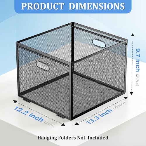 Metal Mesh Hanging File Organizer with Handles for Letter Size Files