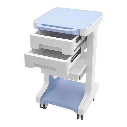 Utility Cart on Wheels, Professional 3-Tier Salon Trolley Cart Mobile Storage Cart with 2 Drawers for Medical Equipment, Beauty Instruments, Max 50kg/110lb Load (Blue)