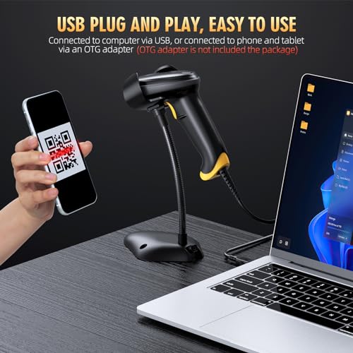TEEMI USB Wired Barcode Scanner with Smart Stand - T22N-AU