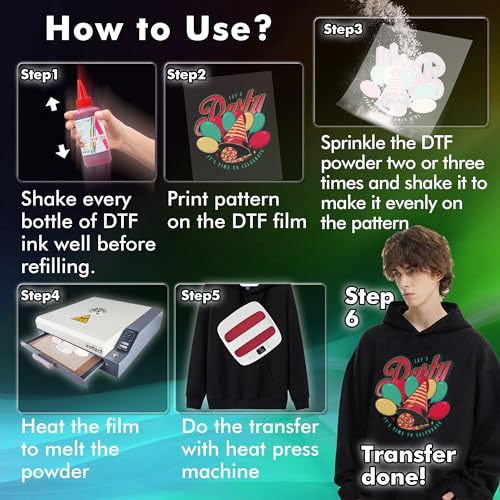 A-SUB DTF Ink 600ML, Compatible with DTF Printer ET-8550, XP-15000, L1800, L805, R390, R240 for Printing with DTF Film, 6x100ML-CMYK Wh