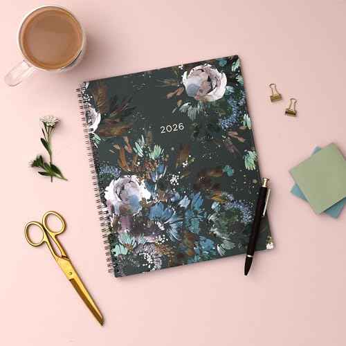 Blue Sky Kelly Ventura 2026 Weekly and Monthly Planner Calendar, January 2026 - December 2026, 8.5" x 11", Flexible Cover, Laminated Tabs, Durable Twin Wire Binding, Storage Pocket, Midnight Garden