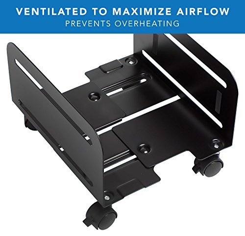 Mount-It Adjustable Heavy-Duty Computer Tower Stand with Lockable Wheels