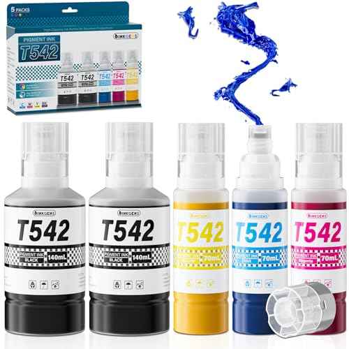 542 Ink Refill Bottles Compatible for ET-5150 ET-5800 ET-5850 ET-5170 ET-16600 ET-5880 ET-16650 ET-5180 Printers, High Capacity Color Combo 5-Pack (2BK C M Y)