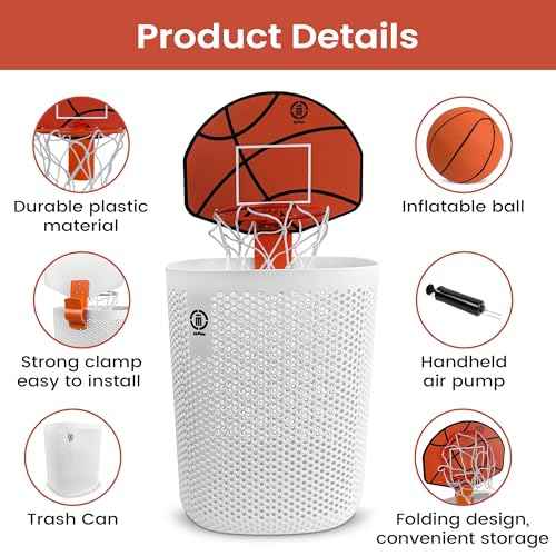 Basketball Trash Can Complete Set ? Perfect Basketball Hoop Trash Can, Fun Indoor Kids Trash Can and Unique Basketball Birthday Gift