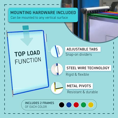 Tarifold DJOIS Wall Mount Reference System ? 10 Double-Sided Display Pockets ? Letter Size ? Steel Wire Frame ? Adjustable Tabs ? Made in France - Assorted (W291)