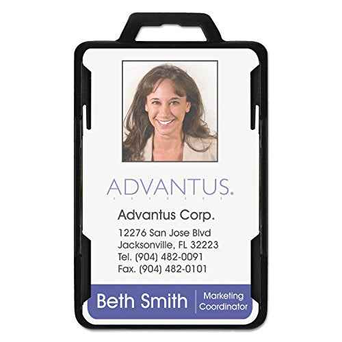 Advantus 76417 Secure-Two Card RFID Blocking Badge, 3 3/8 x 2 1/8, Black, 20 per Pack