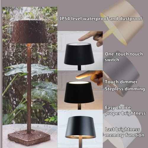 Rechargeable led Cordless Table Lamps, Aluminum, dimmable,Suitable for Indoor and Outdoor Lighting Grey