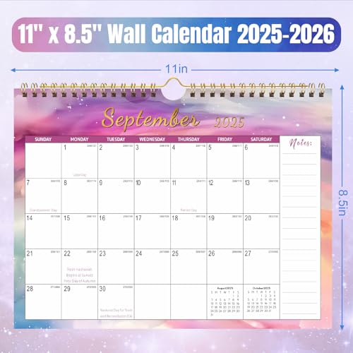 Gannyfer 2026 Wall Calendar, 18 Monthly Desktop/Wall Calendar 2025-2026, July 2025 to Dec 2026, 11" x 8.5" Magnetic Fridge Wall Planner for Your Family, School or Office (3 Stickers Included)