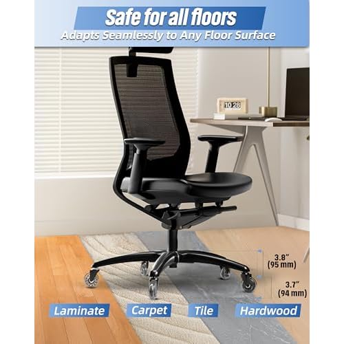 Sytopia 28" Heavy-Duty Office Chair Base Replacement with Wheels (Set of 5), Metal Base with Casters, Total Height: 7.5" (18.9 cm), Compatible with 2" Gas Cylinder
