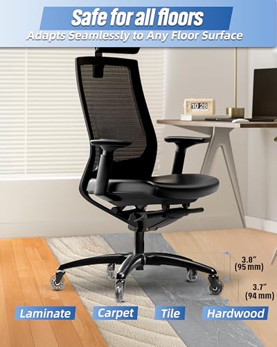 28" Heavy-Duty Office Chair Base Replacement with Wheels (Set of 5), Metal Base with Casters, Total Height: 7.5" (18.9 cm), Compatible with 2" Gas Cylinder