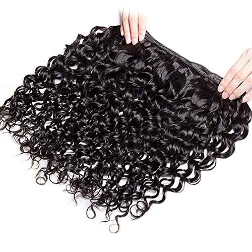 18 18 18 Inch Water Wave Bundles Human Hair Bundles #1B Nature Black Water Wave Bundle Unprocessed Brazilian Virgin Weave Hair 3 Bundle 50 Gram Per Bundle for Woman