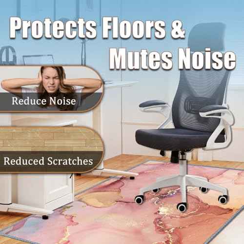 Chair mat, Office Short Pile Chair mat, Non-Slip Noise-Reducing Table and Chair Carpet, Office, Study Decorative Carpet Suitable for Wooden Floors, Laminates and Tiles (Pink Gold, 35x47in)