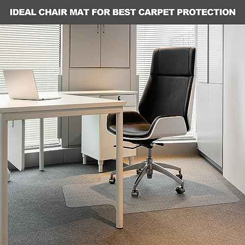 Chair Mat for Carpet- Low Pile (1/4" Thick) Carpet Protector for Office Gaming Computer Desk Chair. Heavy Duty Desk Chair Mat for Carpeted Floors, Semi Transparent (for Carpet Floor)