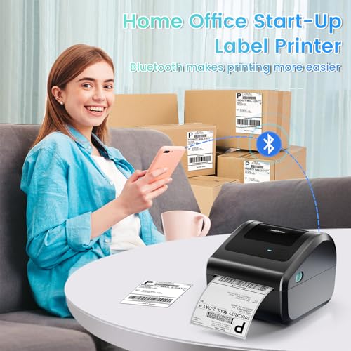 Omezizy Grey Bluetooth Shipping Label Printer with Built-in Label Bin - 1 Unit