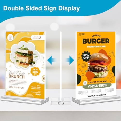 DunGu 10 Pack Acrylic Sign Holders 5x7 Double Sided Vertical Display Stands