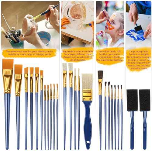 Painting Brushes, 25 All Purpose Paint Brushes Bulk Painting Brushes for Kids, Craft Paint Brushes for Acrylic Painting Oil Watercolor Gouache