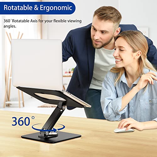 Black BESIGN LSX7 Laptop Stand with 360° Rotating Base, Ergonomic & Foldable
