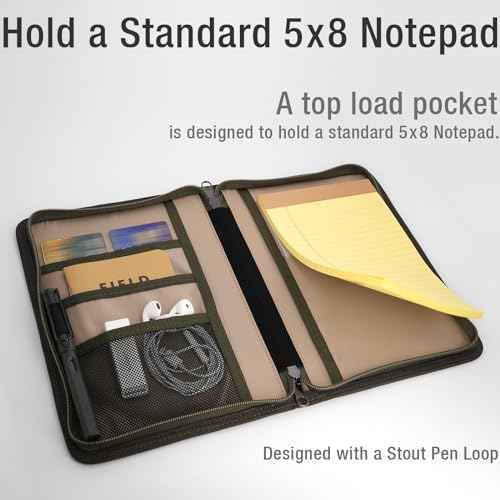 A5 YKK Zipper Notebook Journal Planner Sketchbook Cover for 5.5 x 8.25 Moleskine Cahier 5 x 8 legal note pads A5 LEUCHTTURM, Pen Loop, Water Resistant Cover, Classy Waxed Canvas, Olive