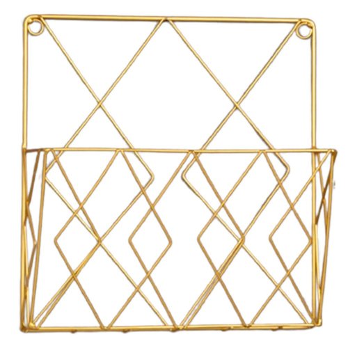 Yardenfun Wall-mounted Books Storage Rack Magazine Holder Golden Iron Book Organizer for Home Decor Office Stylish Book Supporter Container for Shelves