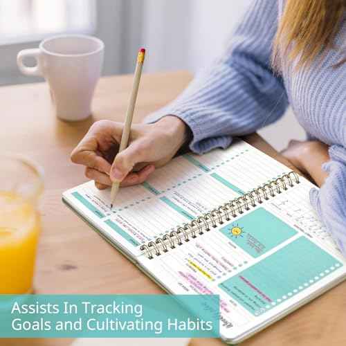 Undated Weekly Planner, Weekly To Do List Notebook with Goal & Habit Tracker Organizer, A5 Weekly Planner Notebook with Spiral Binding, 6.1" x 8.2" - Green