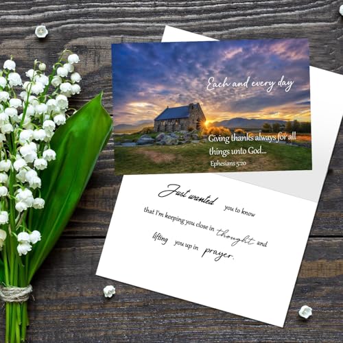 150 Pcs Religious Thinking of You Cards Bulk with Envelopes Scripture Verses Christian Greeting Blessings Cards Faith Based Inspirational 10 Designs 5.9 x 7.87 Inch Thinking of You Greeting Card with Envelopes