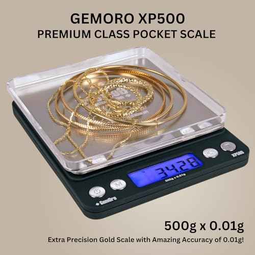GemOro Platinum XP500 | Durable Precise Jewelers Countertop Portable Pocket Scale | Digital Precision Tool with Expert Professional Reading & Accuracy 500g x 0.01g Readability (Silver)