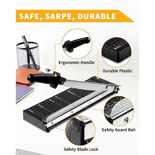 MAKEASY Paper Cutter 12 Inch, 8 Sheet Capacity, Heavy Duty Paper Cutter for Cardstock, Guillotine Paper Trimmer for Crafting, Classroom and Office