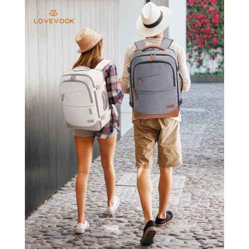 LOVEVOOK Travel Backpack for Women & Men, 40L Carry on Backpack Airline Approved, Large TSA Personal Item Travel Bag fits 17.3" Laptop, Business Weekender Bag for Essentials, 4Pcs