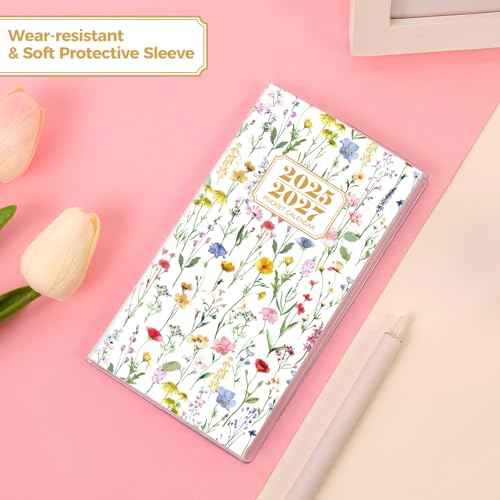 SKYDUE Pocket Calendar 2025-2027, Pocket Planner 2025-2026, Monthly Planner Jul 2025- Dec 2027 for Purse, 6.7" X 3.7" 30-Month Small Planner, Academic Year Calendar, Compact Design with Plastic Sleeve